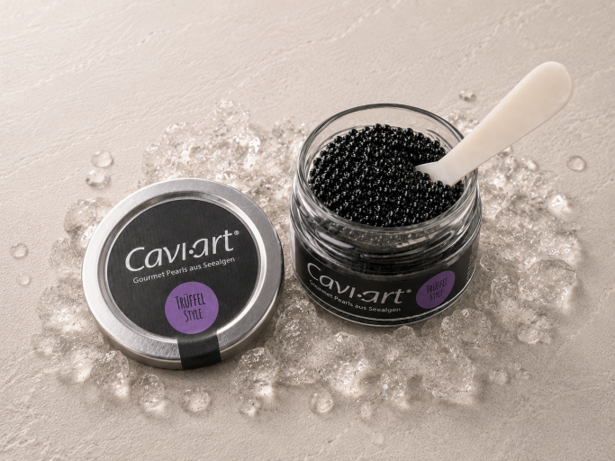 AKI Cavi-Art Trüffel vegane Kaviar-Alternative 100 g - AKI Cavi-Art Trüffel kaufen - Veganer Kaviar mit Trüffelaroma - Vegane Kaviar Alternative aus Seealgen - AKI Cavi-Art Trüffel 100 g